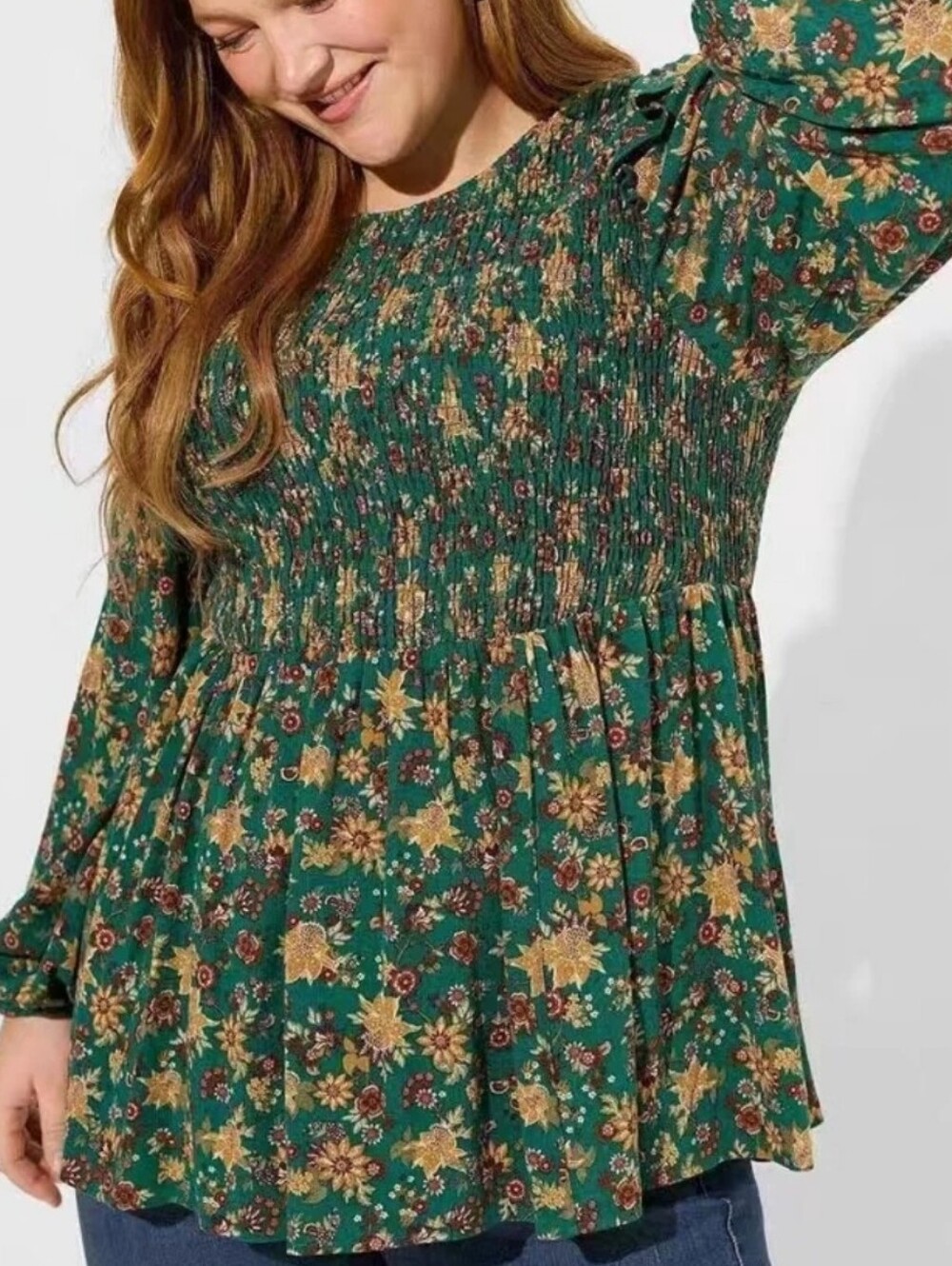 Torrid Peplum Crinkle Gauze Smocked Top, 00